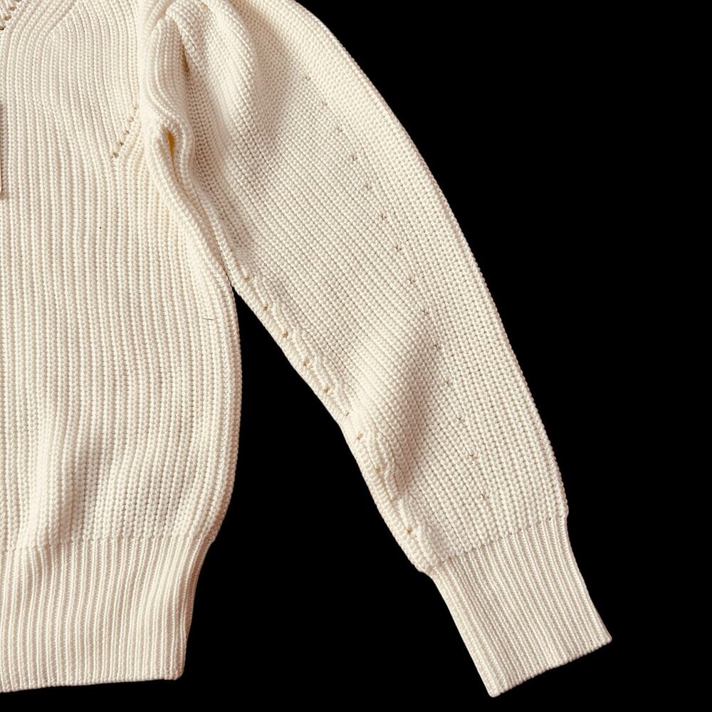 Anthropologie English Factory Women’s Ivory Ribbed Preppy Puff Sleeve Sweater XS - Picture 6 of 16